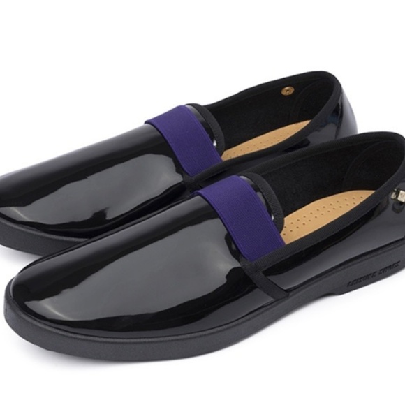 RIVIERAS Men’s Black Vinyl Smoking Noir Violet Banded Shoes 42/9 NIB - Picture 1 of 8